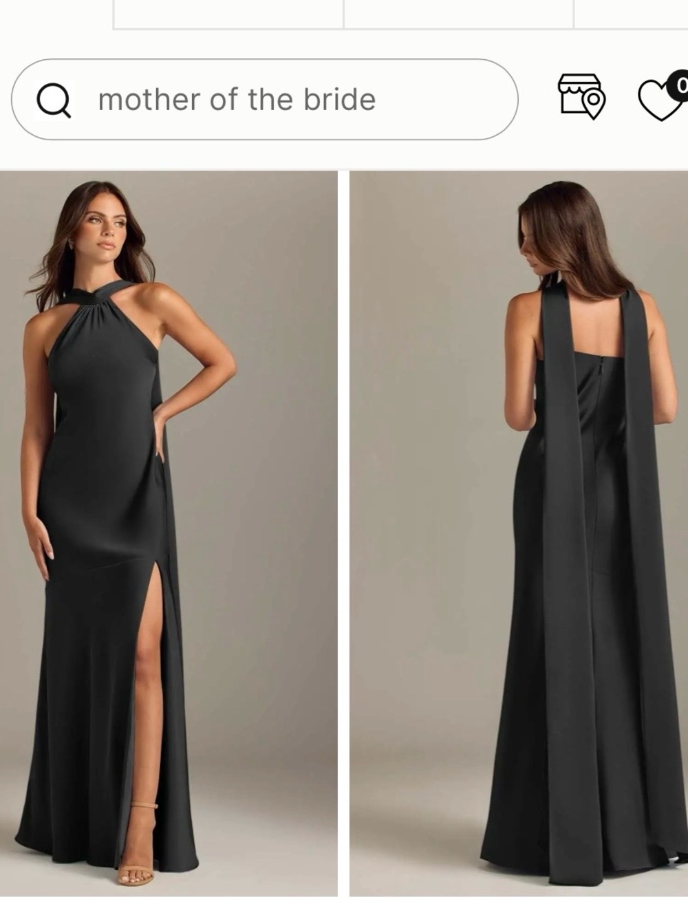 Azazie Black Halter Draped-Back Wide-Leg Jumpsuit with Flowing Panels